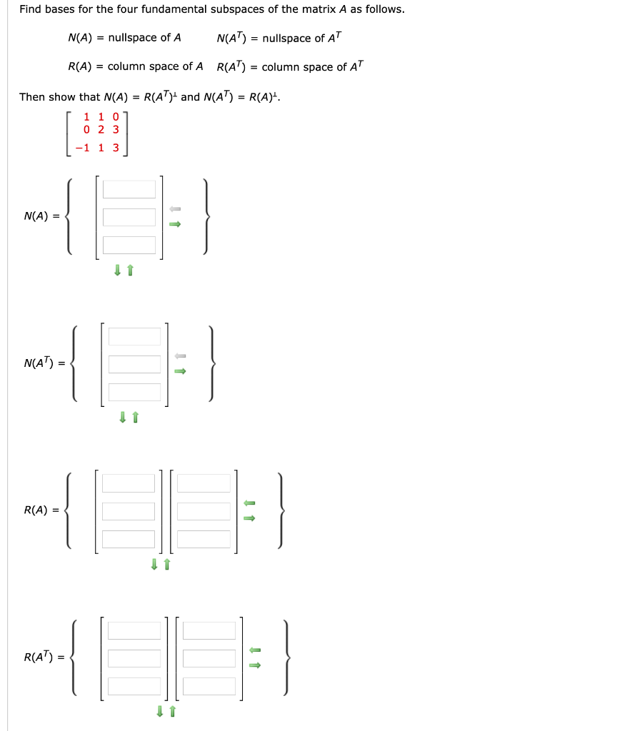 Solved Find bases for the four fundamental subspaces of the | Chegg.com