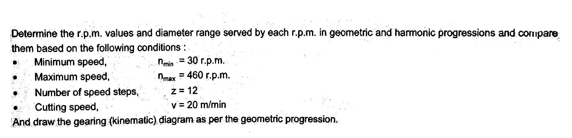 Solved Determine the r.p.m. values and diameter range served | Chegg.com