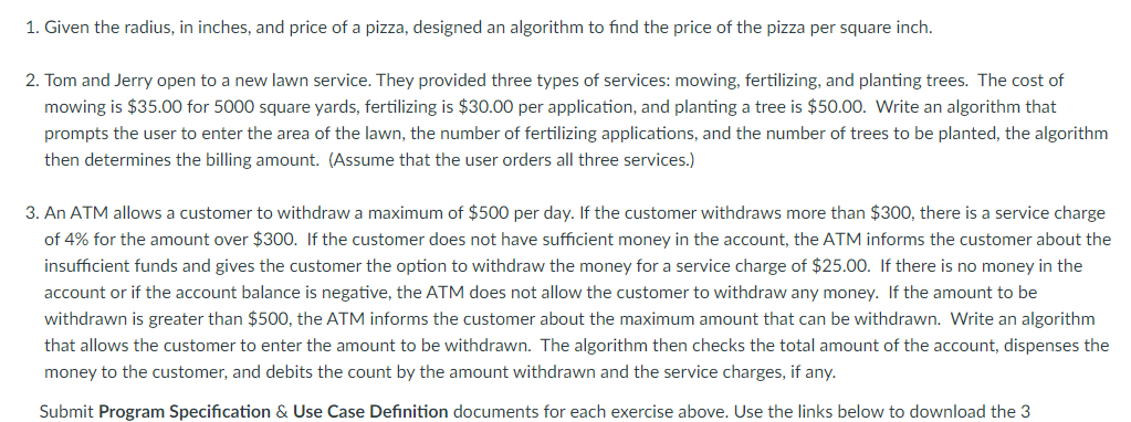 Solved 1. Given the radius, in inches, and price of a pizza, | Chegg.com