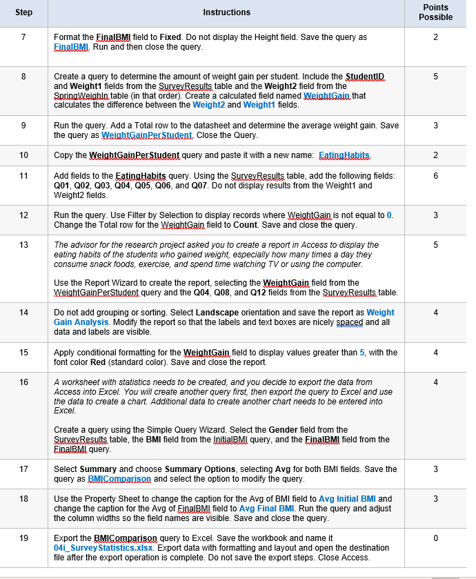 Steps to Perform: Step Instructions Points Possible 1 | Chegg.com