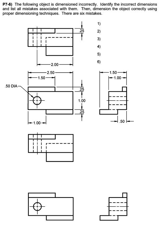 Solved P7-6) The following object is dimensioned | Chegg.com