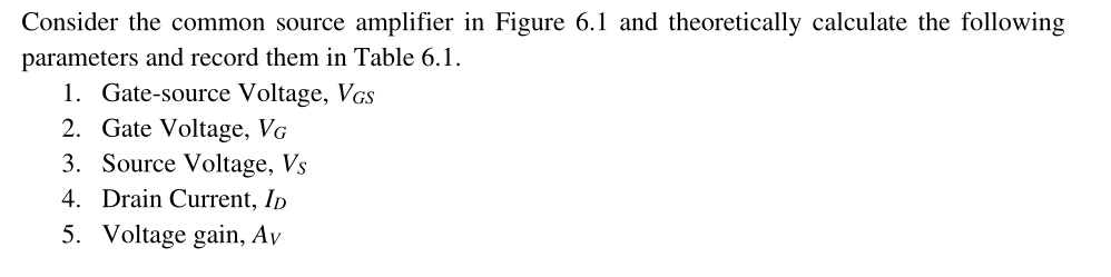 Solved Consider the common source amplifier in Figure 6.1 | Chegg.com