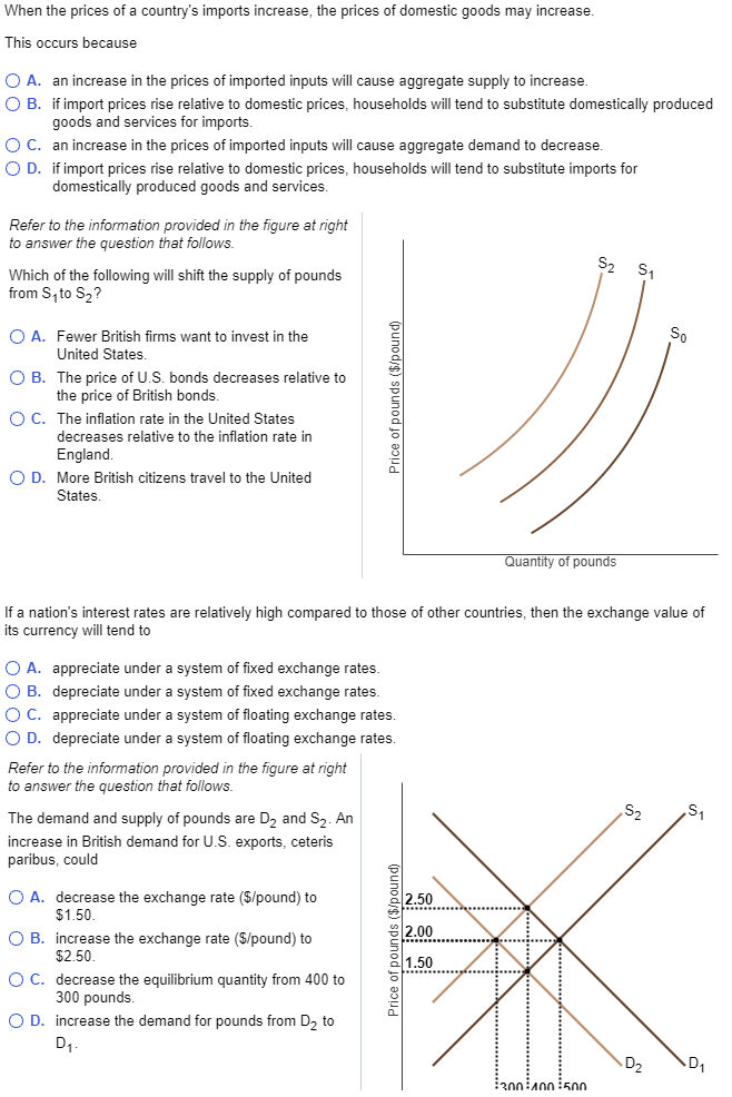 Solved When the prices of a country's imports increase, the | Chegg.com