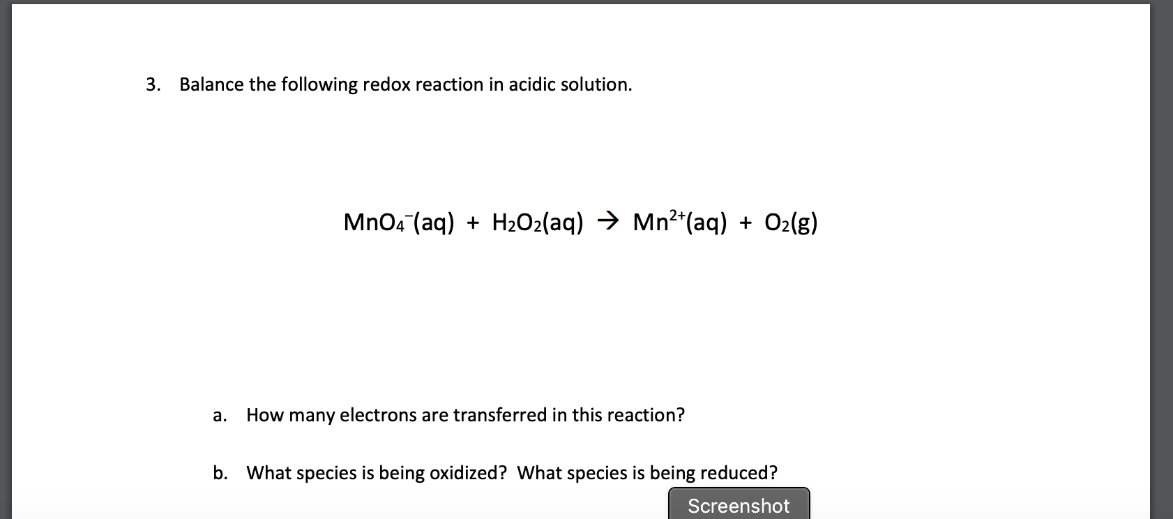 Solved Data Table 1 Titration of 1.00 mL H2O2 with KMnO4