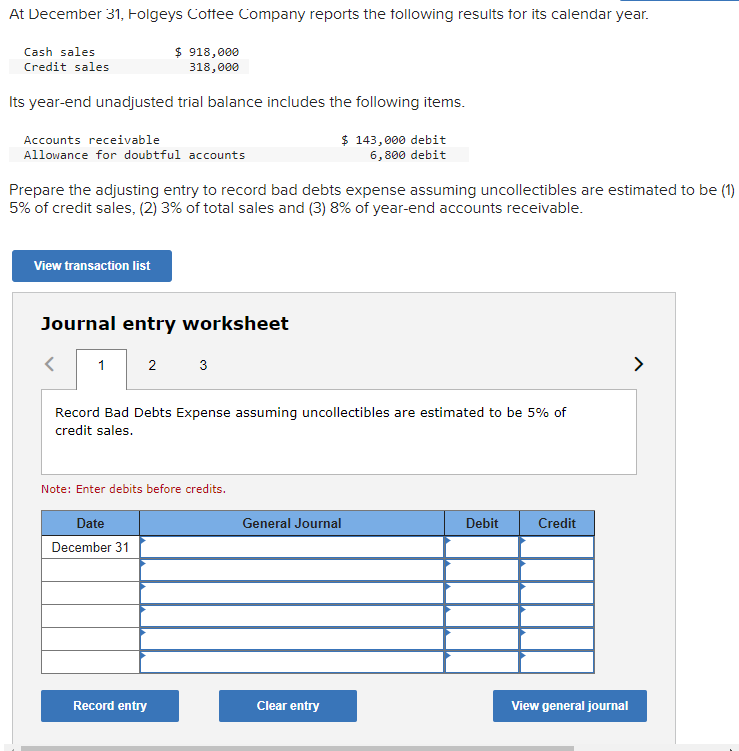 Solved Journal Entry Worksheet Record Bad Debts Expense | Chegg.com