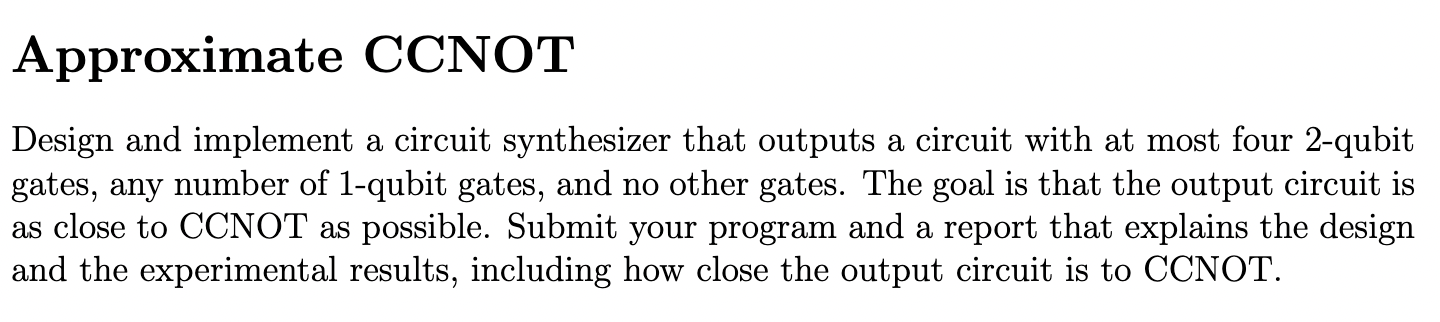 Approximate CCNOT Design and implement a circuit | Chegg.com