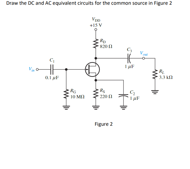 Solved Draw the DC and AC equivalent circuits for the common | Chegg.com