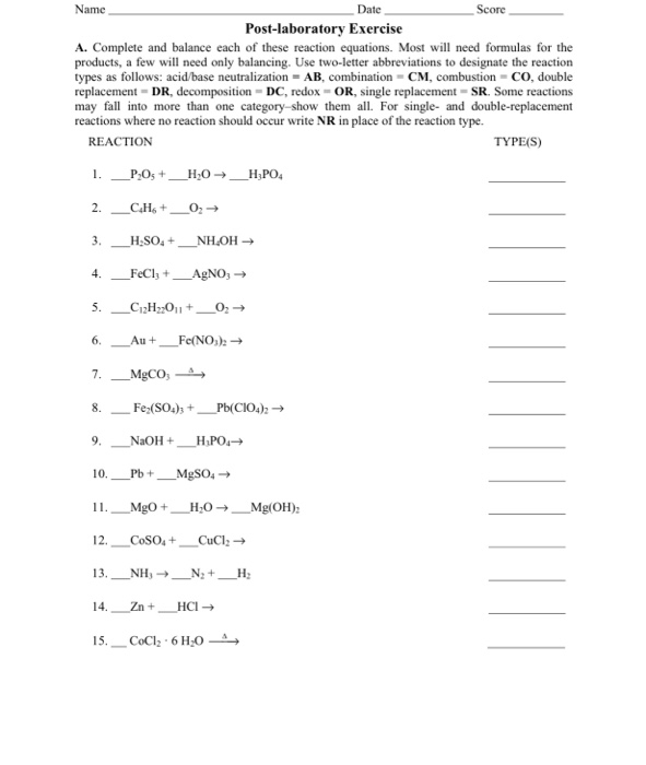 Solved Complete And Balance Each Of These Reaction 