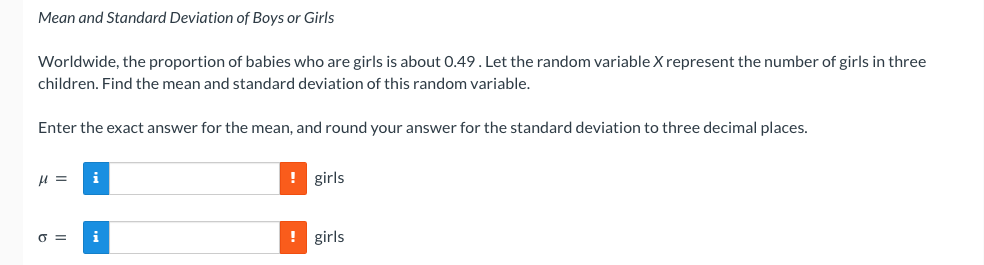 Solved Mean and Standard Deviation of Boys or Girls | Chegg.com