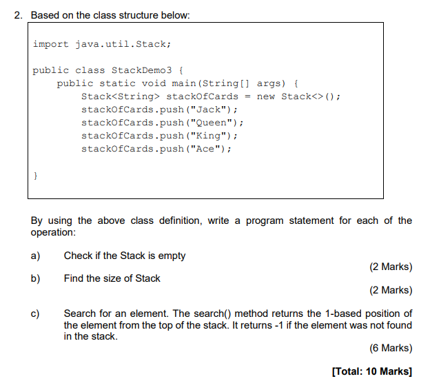 Solved 2. Based on the class structure below: import | Chegg.com