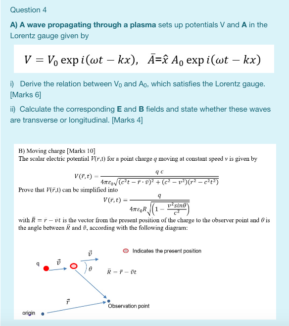 Question 4 A A Wave Propagating Through A Plasma Chegg Com