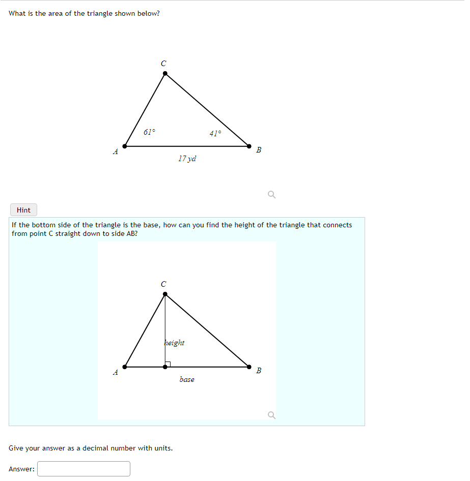 Solved What is the area of the triangle shown below? If the | Chegg.com