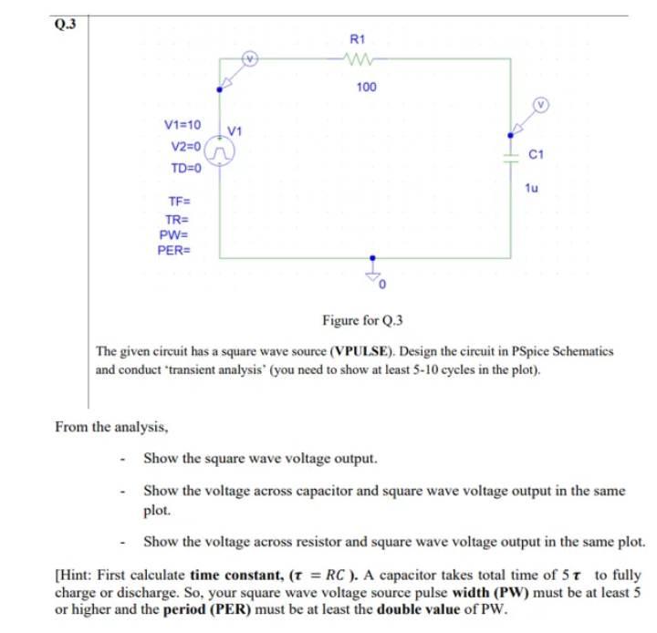Solved Figure for Q.3 The given circuit has a square wave | Chegg.com