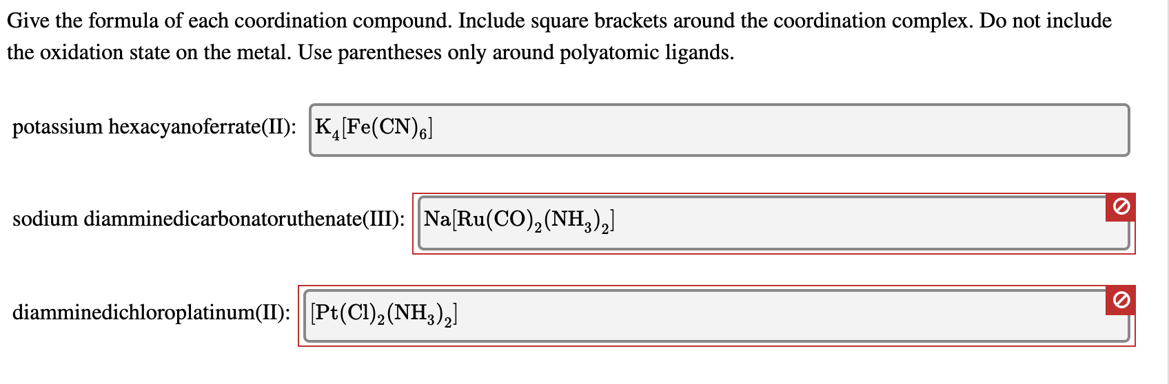 Solved Give the formula of each coordination compound.