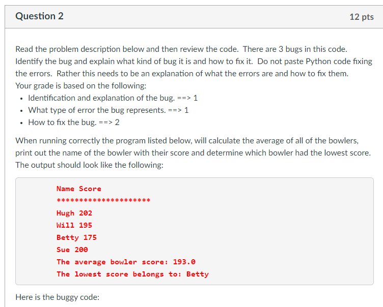 Solved Question 2 12 pts Read the problem description below | Chegg.com