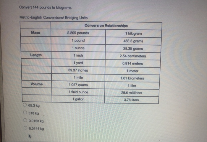 144 lbs shop in kg