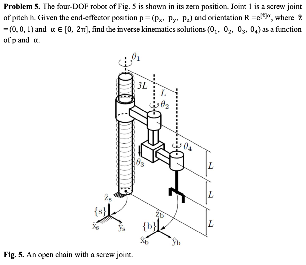 Solved Problem 5. The four-DOF robot of Fig. 5 is shown in | Chegg.com