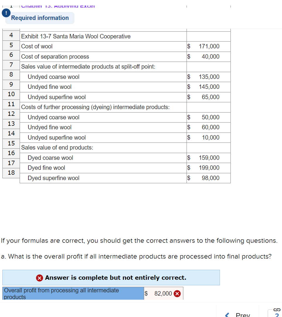 Solved f your formulas are correct, you should get the | Chegg.com