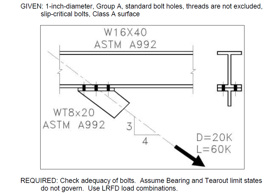 Solved GIVEN 1inchdiameter, Group A, standard bolt holes,