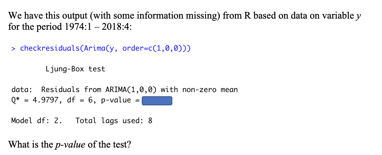 Solved We have this output (with some information missing) | Chegg.com