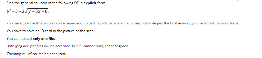 Solved Find The General Solution Of The Following DE In | Chegg.com