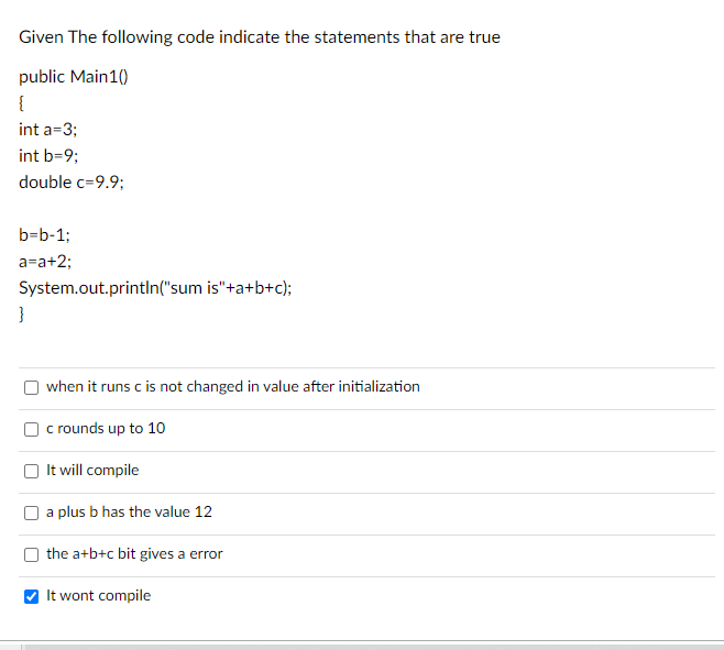 Solved Given The following code indicate the statements that | Chegg.com