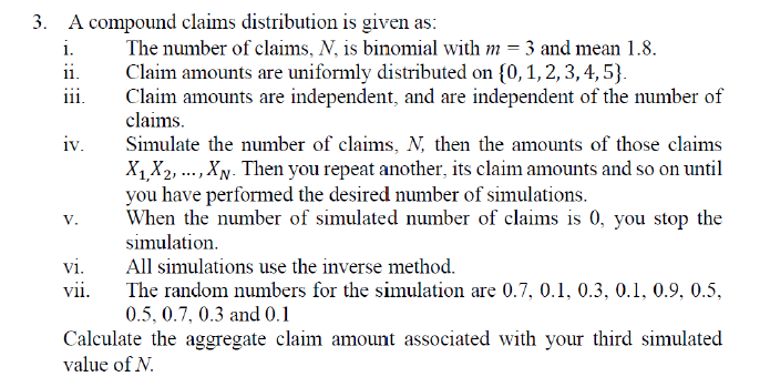 3. A compound claims distribution is given as: i. The | Chegg.com