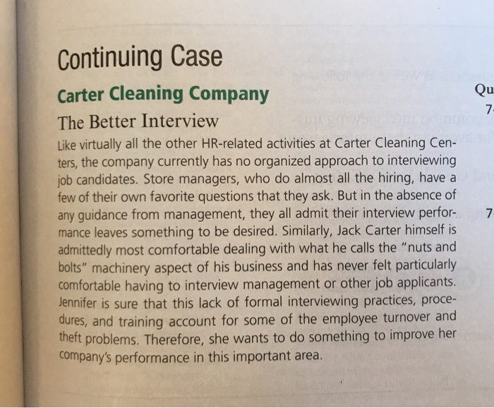 carter cleaning company case study solution chapter 4