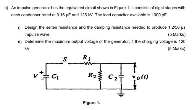 Solved b) An impulse generator has the equivalent circuit | Chegg.com