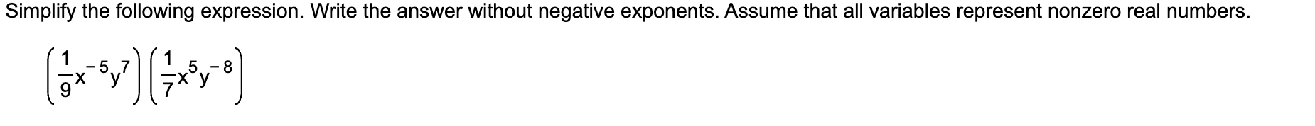 Solved Simplify the following expression. Write the answer | Chegg.com