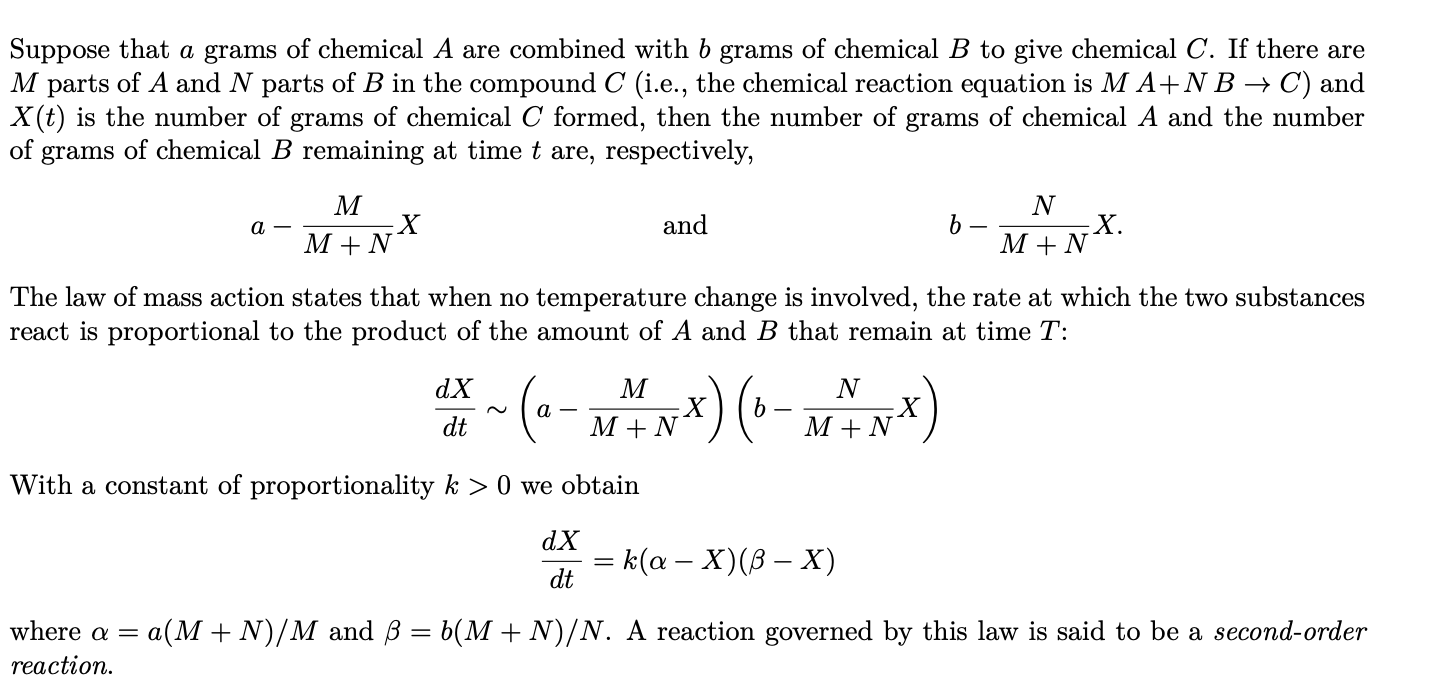 Solved Two Chemicals A And B Are Combined To Form A Chemical | Chegg.com