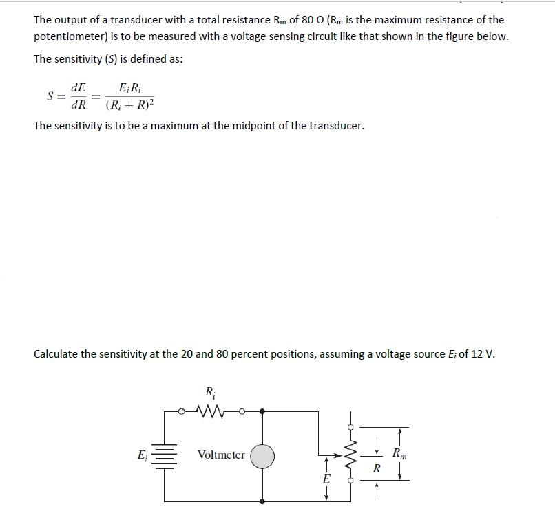 Solved The output of a transducer with a total resistance Rm | Chegg.com