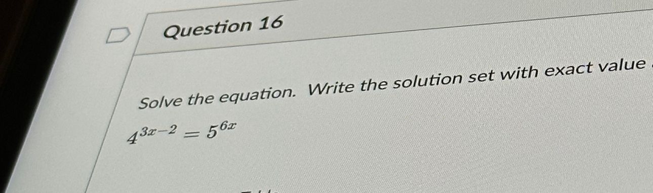 Solved Solve the equation. Write the solution set with exact | Chegg.com