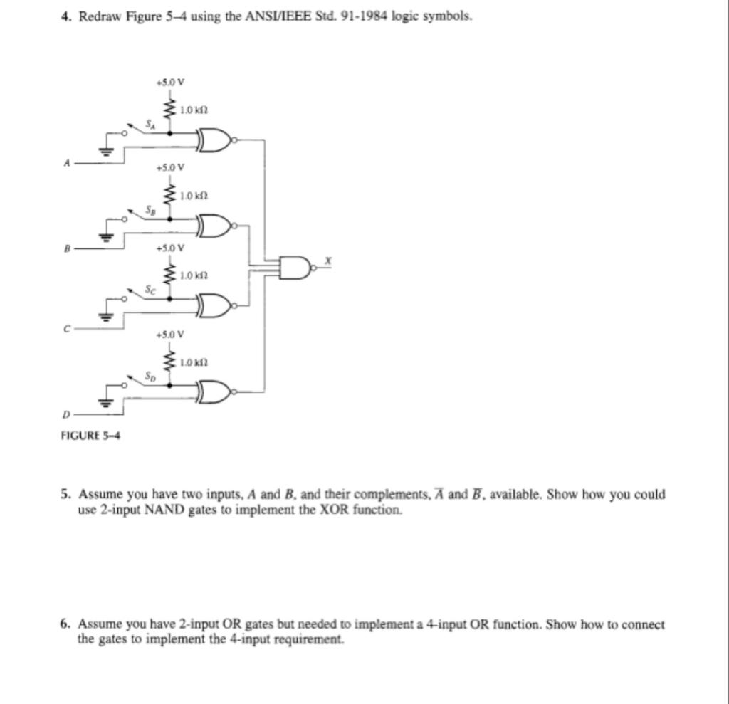 Solved 4. Redraw Figure 5-4 using the ANSI/IEEE Std. 91-1984 | Chegg.com