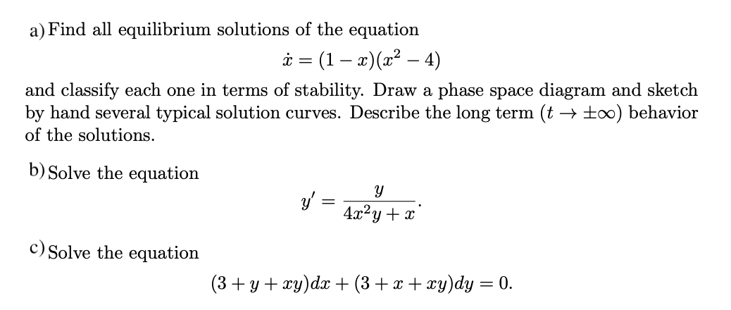 Solved A) Find All Equilibrium Solutions Of The Equation | Chegg.com