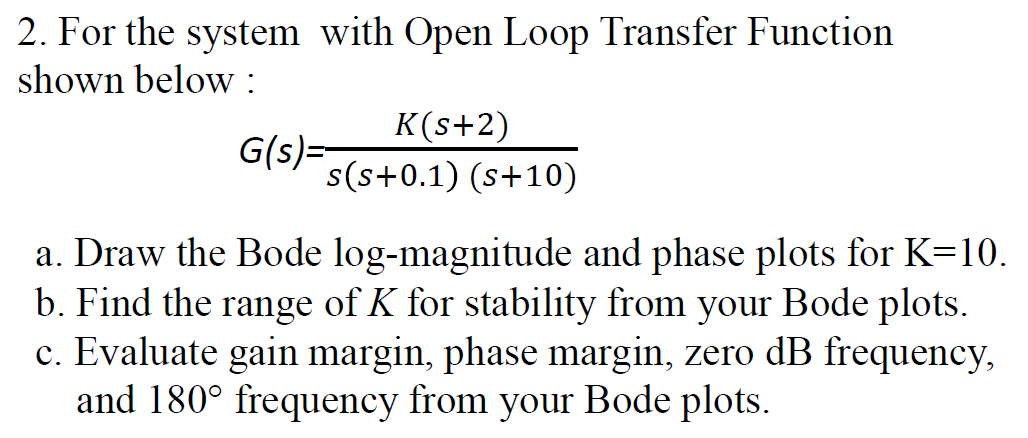 Solved 2. For the system with Open Loop Transfer Function | Chegg.com