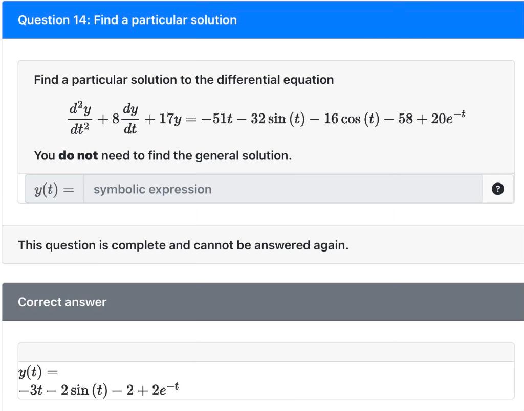 Solved Find A Particular Solution To The Differential