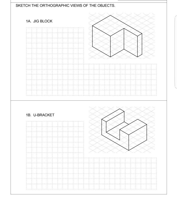 Solved SKETCH THE ORTHOGRAPHIC VIEWS OF THE OBJECTS. 3A. | Chegg.com