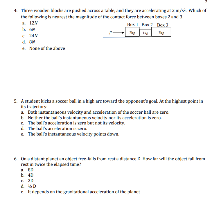 Solved 2 4. Three wooden blocks are pushed across a table, | Chegg.com