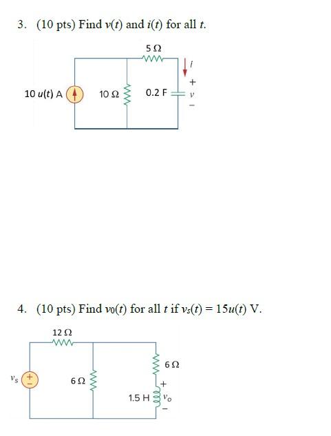 Solved 1. (10 pts) The switch opens at t= 0. Find vo for > | Chegg.com