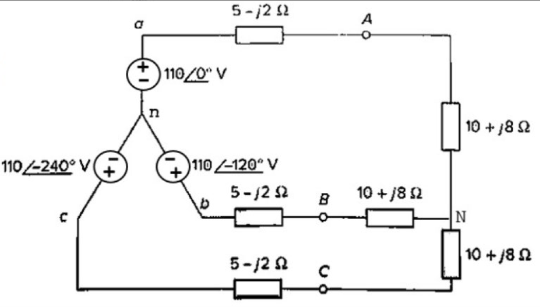Solved For the balanced three-phase Y-Y connected circuit | Chegg.com