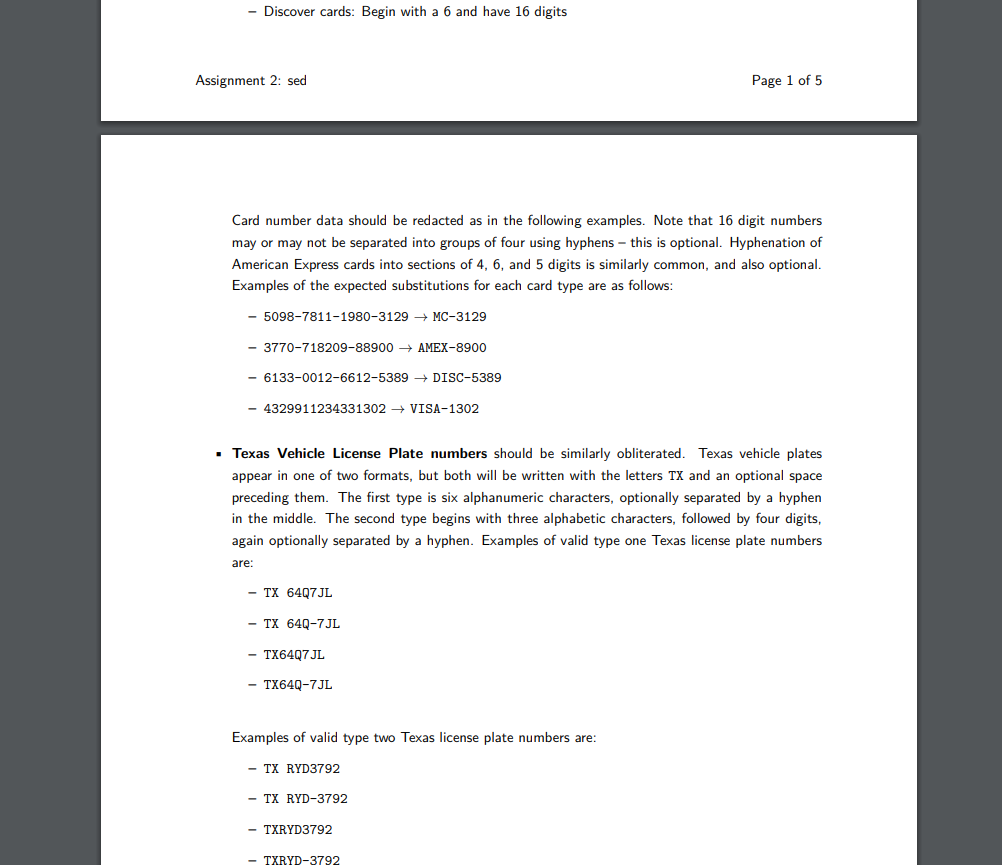 For This Assignment You Will Use Sed And Bash Only Chegg Com