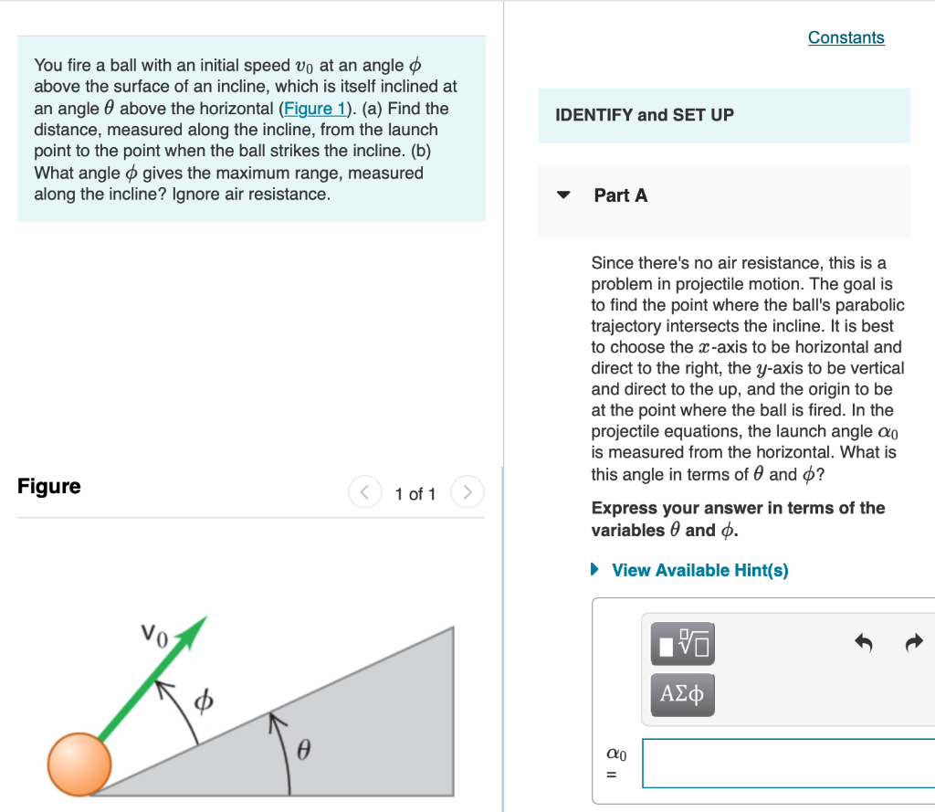 Solved Constants IDENTIFY And SET UP You Fire A Ball With An | Chegg.com