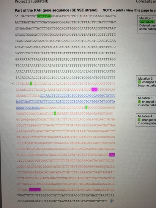 Solved Concepts in Biology Project 1 (updated) PART 2 Goals: | Chegg.com