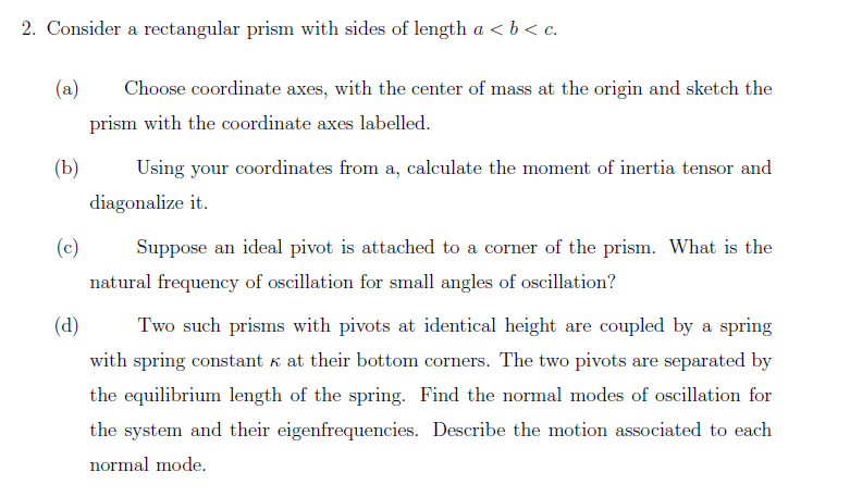 2. Consider a rectangular prism with sides of length | Chegg.com