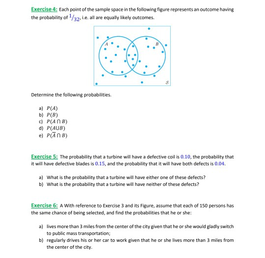 Solved Exercise 4: Each point of the sample space in the | Chegg.com