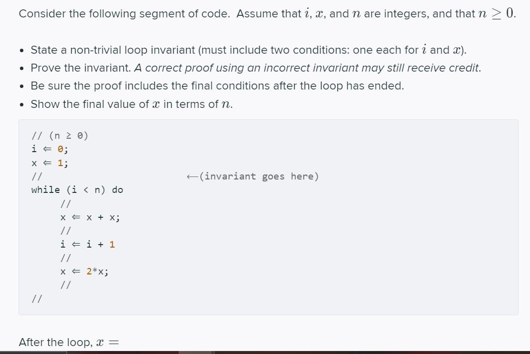 Solved Consider the following segment of code. Assume that | Chegg.com