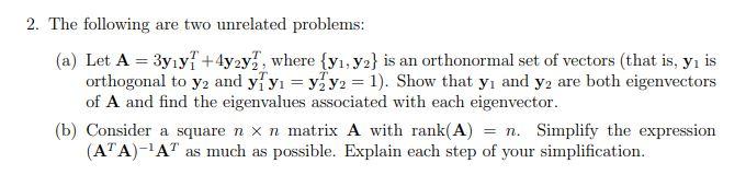 Solved 2. The following are two unrelated problems: (a) Let | Chegg.com