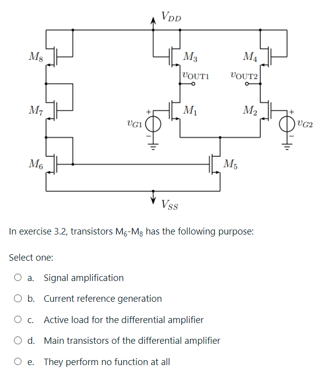 Solved In exercise 3.2 , transistors M6−M8 has the following | Chegg.com