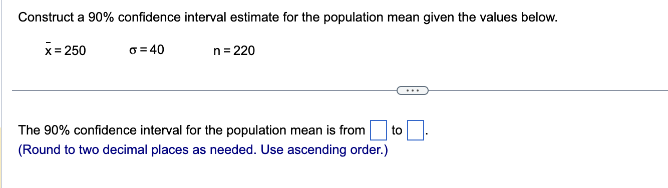 Solved Construct a 90% confidence interval estimate for the | Chegg.com